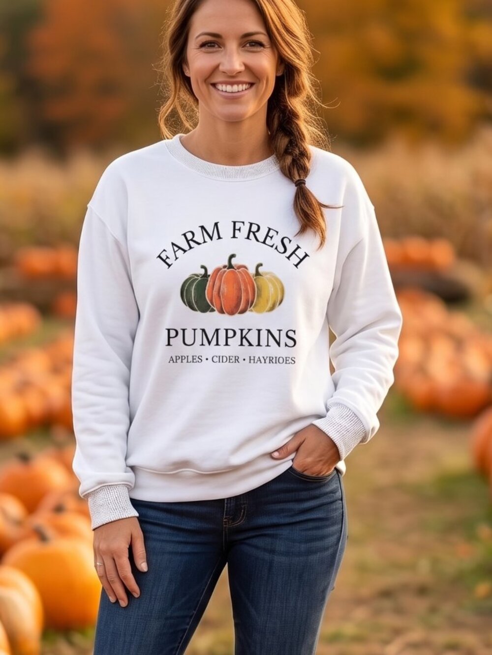 NWT | Farm Fresh Pumpkins Harvest Graphic Sweatshirt Autumn Oversized | XL